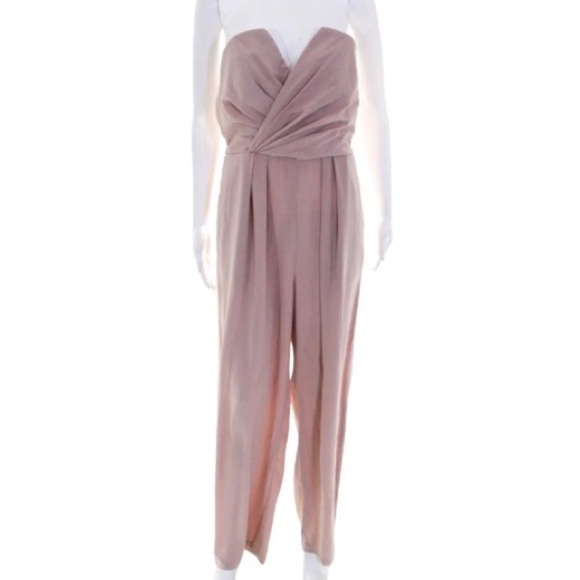 Jill Stuart Eastside Jumpsuit Size 10 Blush Pink Pleated Wide Leg Strapless - Picture 1 of 9